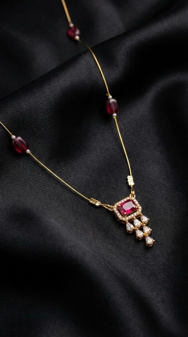 Crimson Glow Invisible Chain Necklace