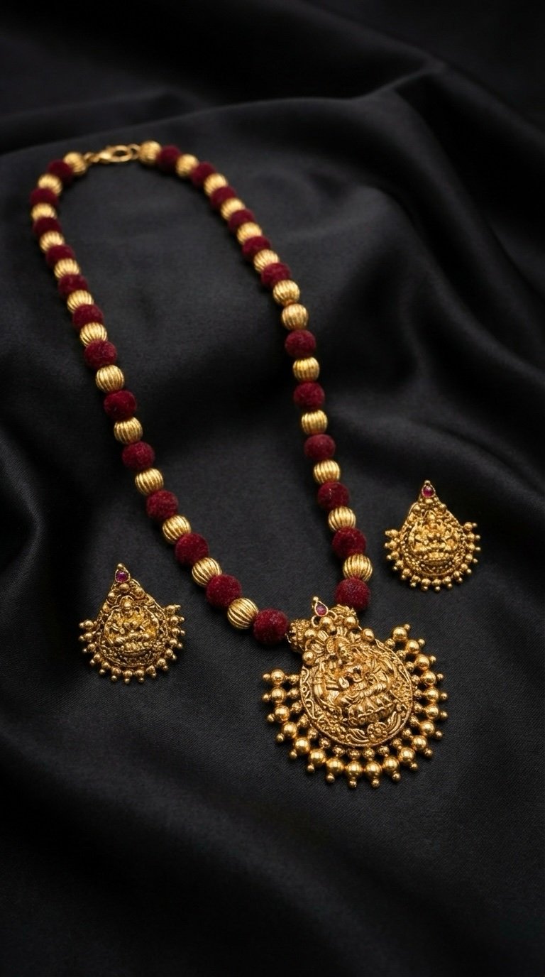Velvet Devi Temple Necklace